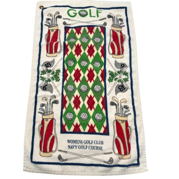 Vtg Golf Towels set of 5 Edgewater Casino Womens Navy Golf B of A First American - Picture 8 of 9